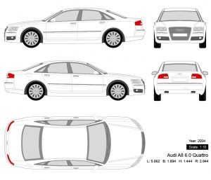 Audi A8 6.0 Quattro 2004 矢量三视图-启模网