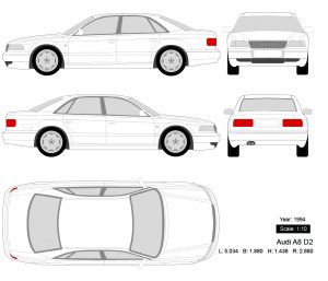 Audi A8 D2 1994 矢量三视图-启模网