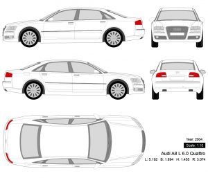 Audi A8 L 6.0 Quattro 2004 矢量三视图-启模网