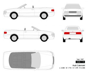 Audi Cabriolet 1997 矢量三视图-启模网