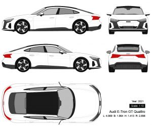 Audi E-Tron GT Quattro 2021 矢量三视图-启模网