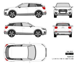 Audi Q2 2016 矢量三视图-启模网