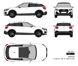 Audi Q2 2021 矢量三视图-启模网