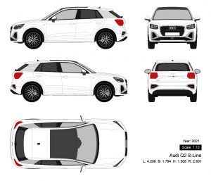 Audi Q2 S-Line 2021 矢量三视图-启模网