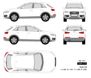 Audi Q3 2011 矢量三视图-启模网