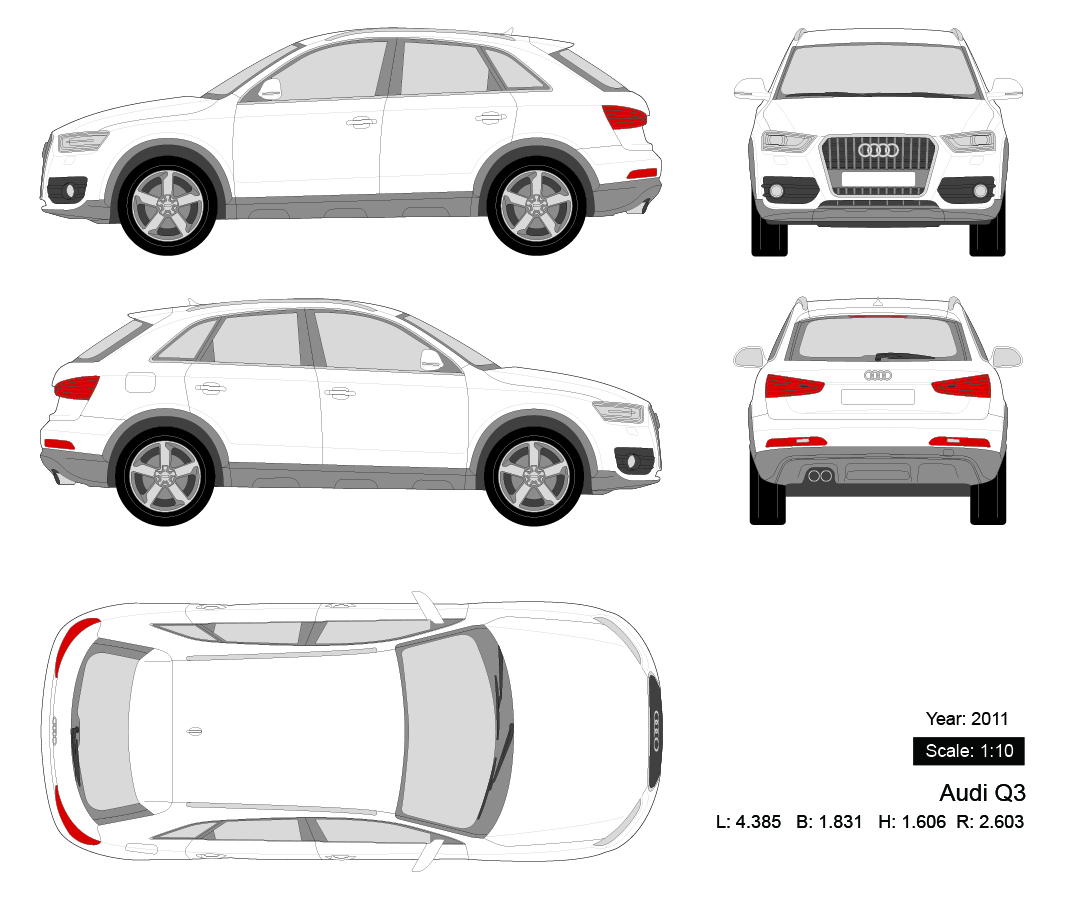 Audi Q3 2011 矢量三视图