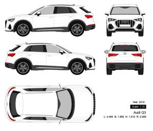 Audi Q3 2018 矢量三视图-启模网
