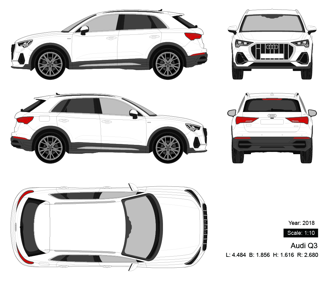 Audi Q3 2018 矢量三视图