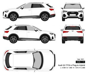 Audi Q3 TFSI e Plug-in-Hybrid 2021 矢量三视图-启模网