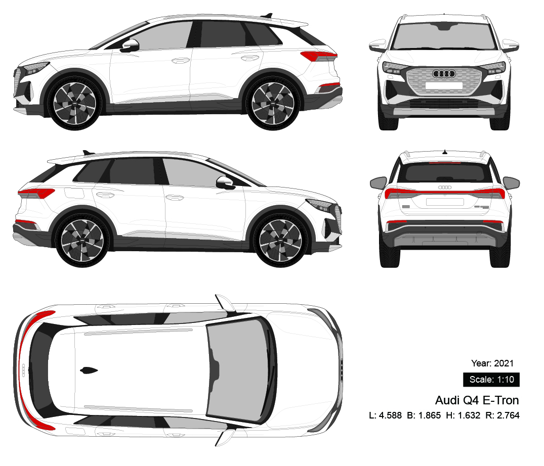 Audi Q4 E-Tron 2021 矢量三视图