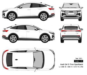 Audi Q4 E-Tron Sportback 2021 矢量三视图-启模网