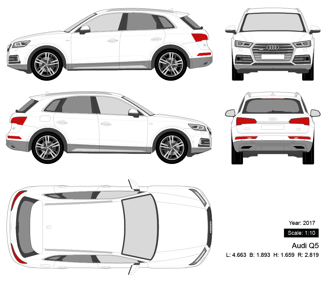 Audi Q5 2017 矢量三视图