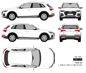 Audi Q5 2020 矢量三视图-启模网