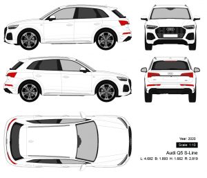 Audi Q5 S-Line 2020 矢量三视图-启模网