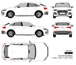 Audi Q5 Sportback 2021 矢量三视图-启模网