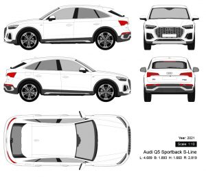 Audi Q5 Sportback S-Line 2021 矢量三视图-启模网