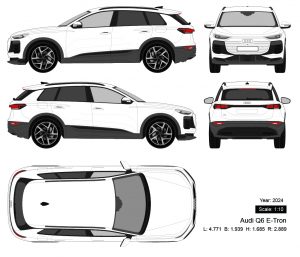 Audi Q6 E-Tron 2024 矢量三视图-启模网