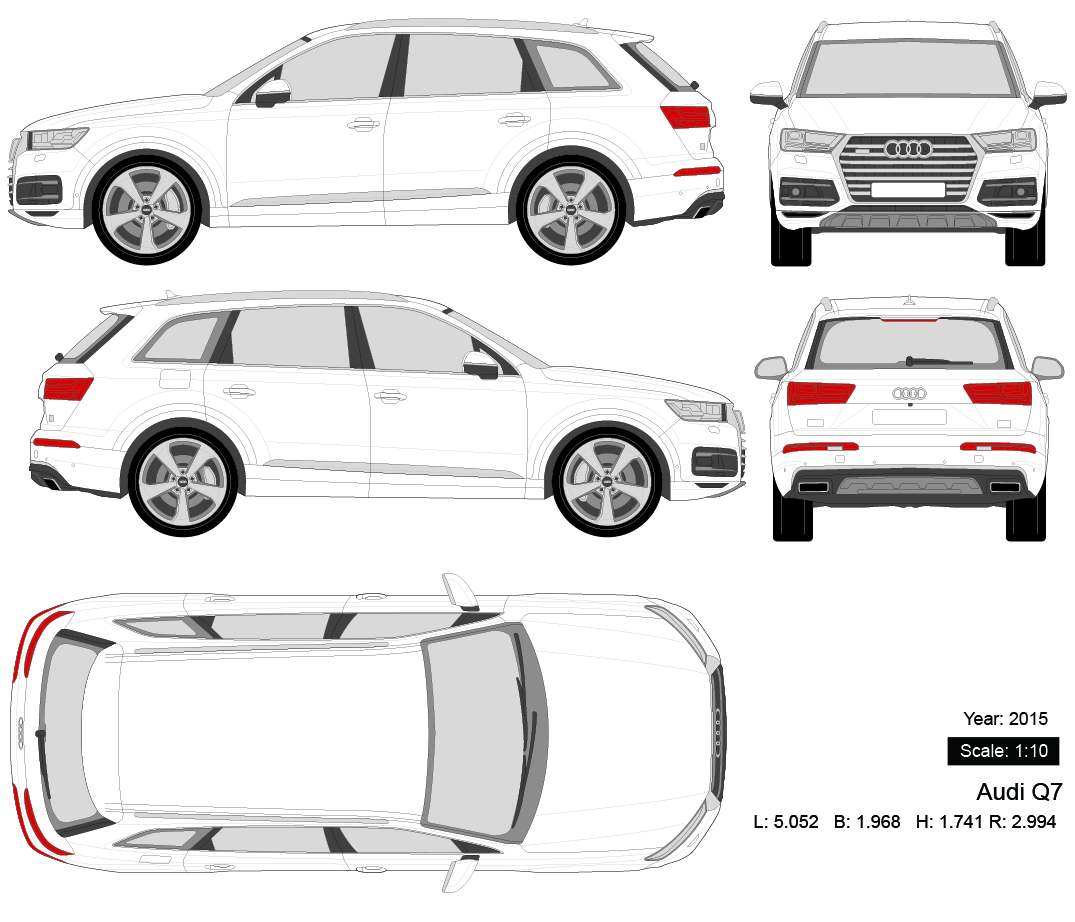 Audi Q7 2015 矢量三视图