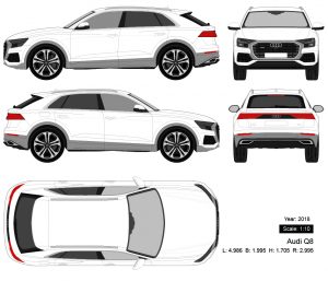Audi Q8 2018 矢量三视图-启模网