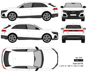 Audi Q8 RS 2020 矢量三视图-启模网