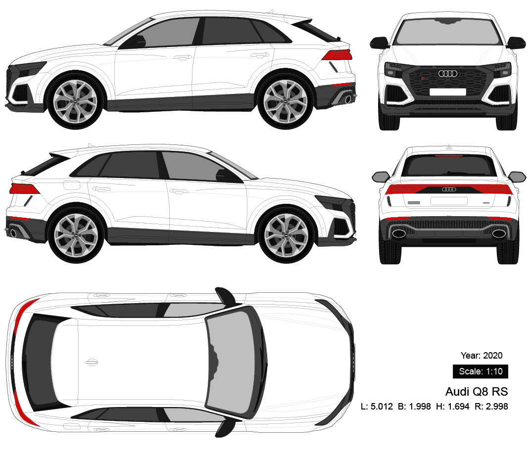 Audi Q8 RS 2020 矢量三视图