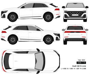 Audi Q8 S-Line 2023 矢量三视图-启模网