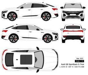 Audi Q8 Sportback E-Tron 2023 矢量三视图-启模网