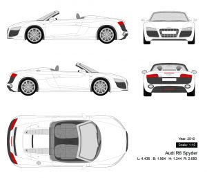 Audi R8 Spyder 2010 矢量三视图-启模网