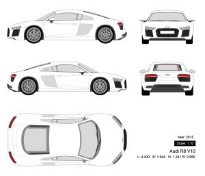 Audi R8 V10 2015 矢量三视图-启模网