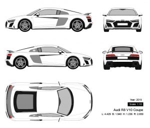 Audi R8 V10 Coupe 2019 矢量三视图-启模网