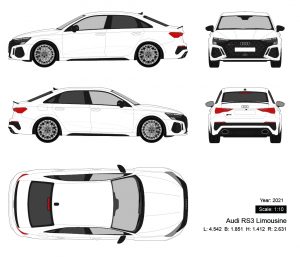 Audi RS3 Limousine 2021 矢量三视图-启模网