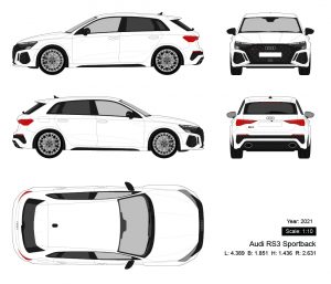Audi RS3 Sportback 2021 矢量三视图-启模网