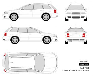 Audi RS4 2000 矢量三视图-启模网