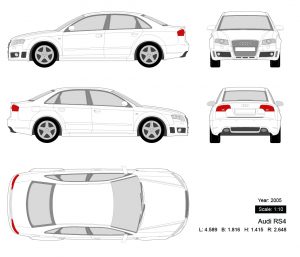 Audi RS4 2005 矢量三视图-启模网