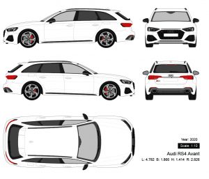 Audi RS4 Avant 2020 矢量三视图-启模网