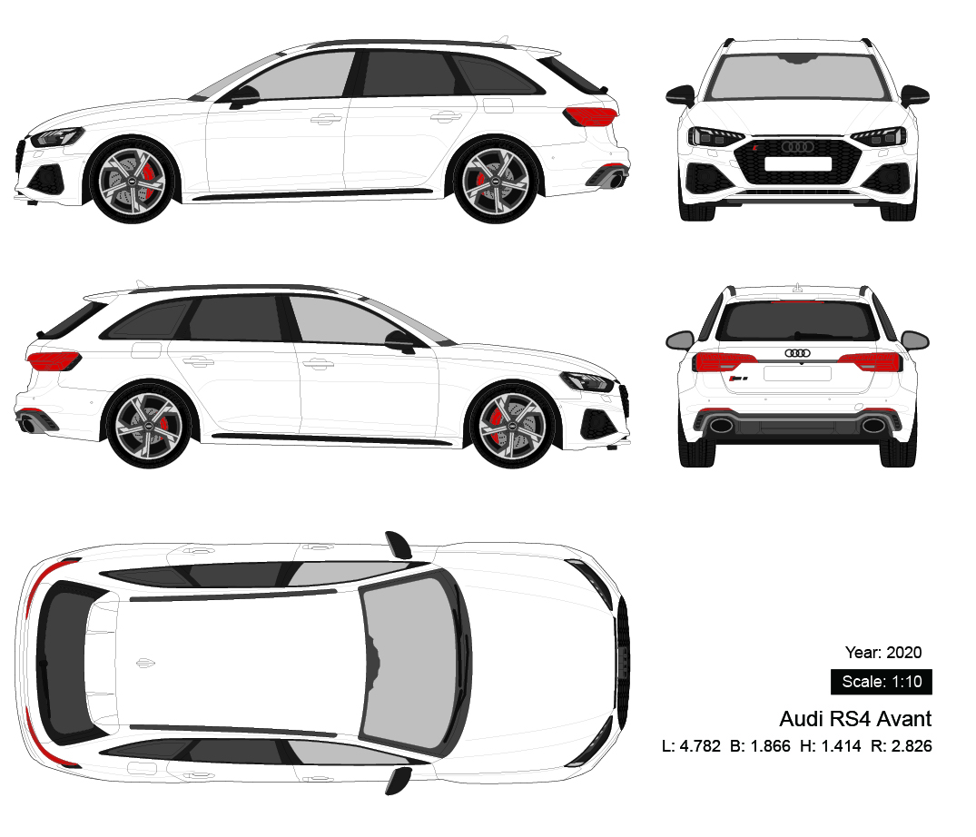 Audi RS4 Avant 2020 矢量三视图