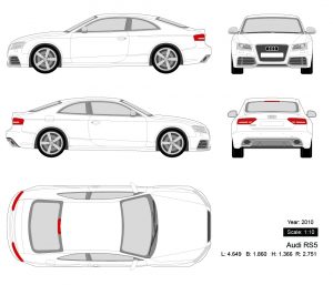 Audi RS5 2010 矢量三视图-启模网