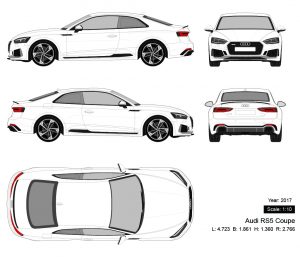 Audi RS5 Coupe 2017 矢量三视图-启模网