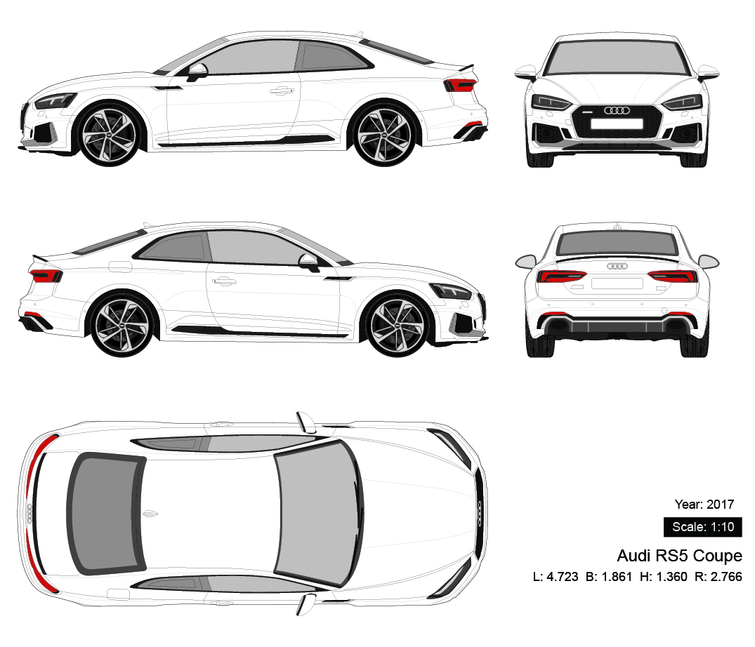 Audi RS5 Coupe 2017 矢量三视图