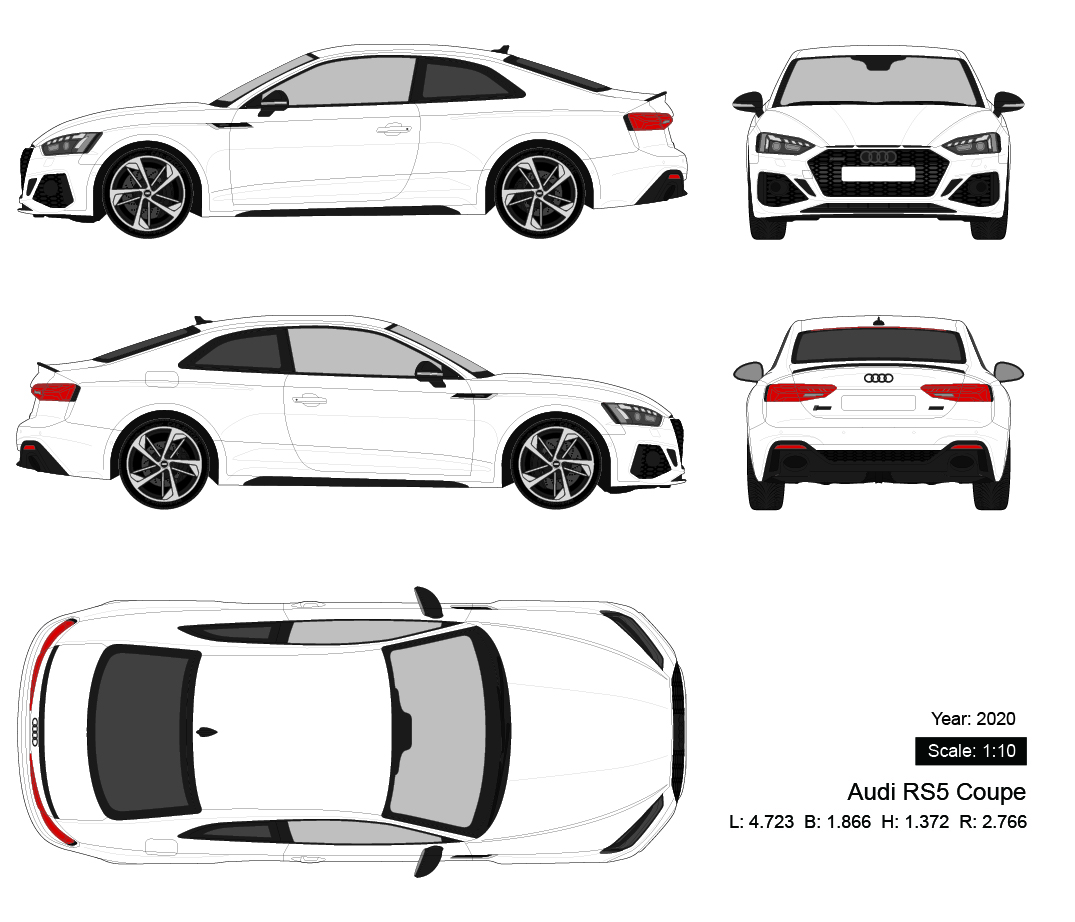 Audi RS5 Coupe 2020 矢量三视图