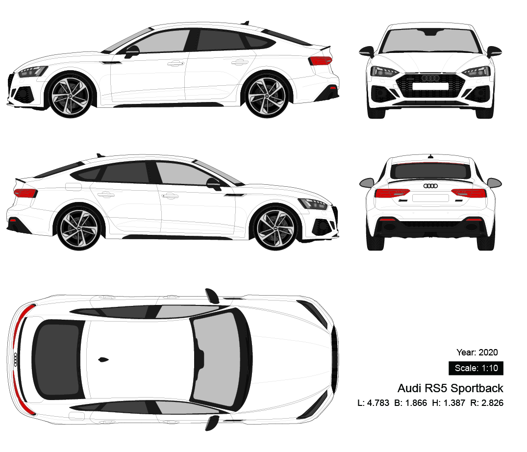 Audi RS5 Sportback 2020 矢量三视图
