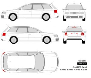 Audi RS6 Avant 2002 矢量三视图-启模网