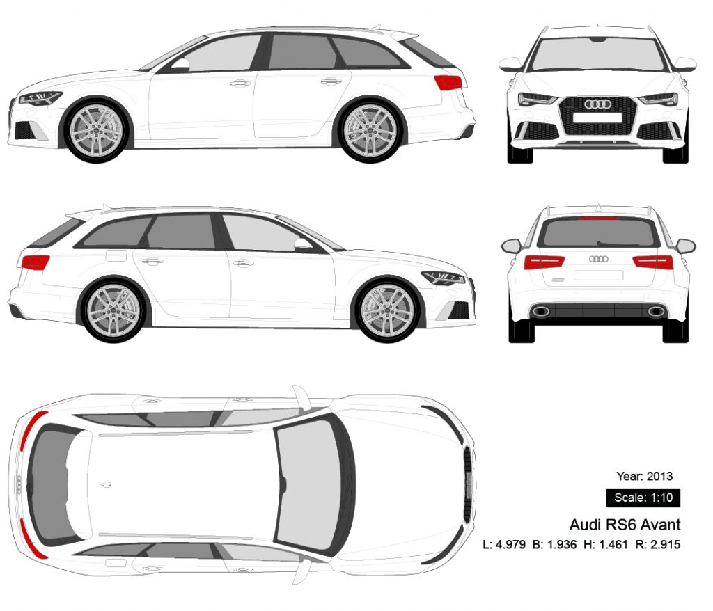 Audi RS6 Avant 2013 矢量三视图-启模网